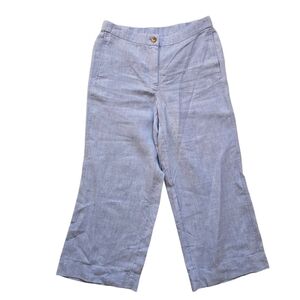 J. Jill Love Linen Light Blue Wide Leg Cropped 100% Linen High-rise Pants S